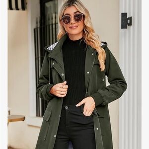 Bloggerlove Stylish Olive Green Rain Coat for Women